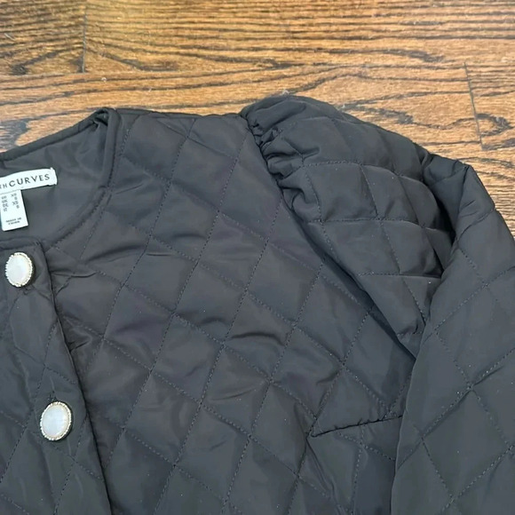 GIRL WITH CURVES Quilted Jacket with Gold/Pearl Buttons Puff sleeve Size XS - Picture 7 of 10